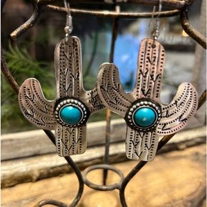 Western Chic Turquoise Cactus Earrings